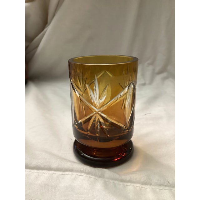 1950s Vintage Amber – To~clear Could Pedestal Lowball Glass For Sale - Image 5 of 7