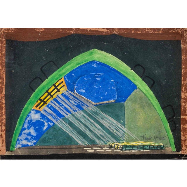 20th Century French School, Prison Cell, Scene Mixed Media Collage, marked in pencil "Faust /1er acte" lower right, black...