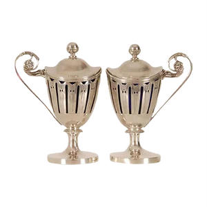 Early 19th Century Sterling Silver French 1st Empire Napoleonic Mustard Pots, Set of 2