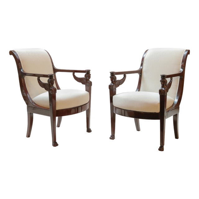 Pair of Empire Armchairs with Caryatids by Henri Jacob, France circa 1800-05 For Sale