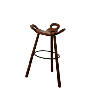 Vintage Bar Stool in Wood in the style of Sergio Rodrigues For Sale