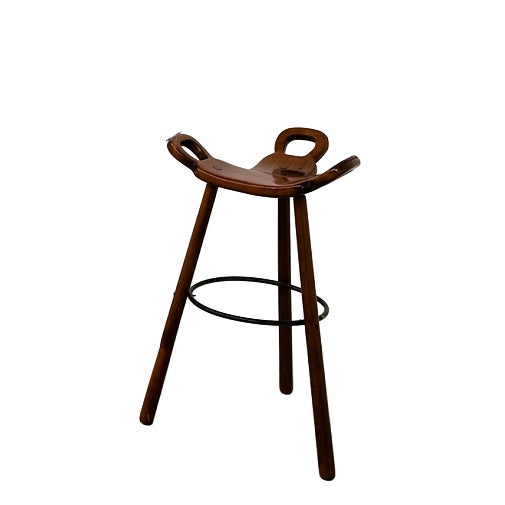 Vintage Bar Stool in Wood in the style of Sergio Rodrigues For Sale