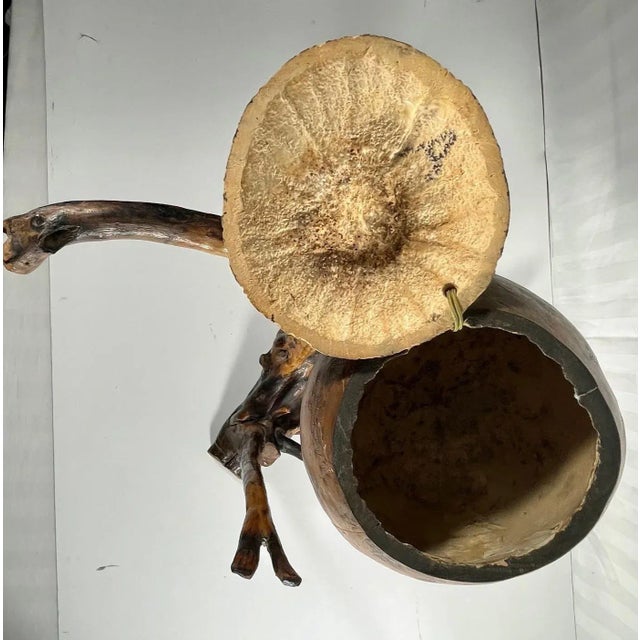 Early 20th Century Chinese Lanzhou Gourd Carving With Macrame Cord on Root Stand Sculpture. For Sale - Image 5 of 13