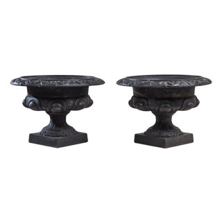 19th Century French Cast Iron Planters - A Pair For Sale