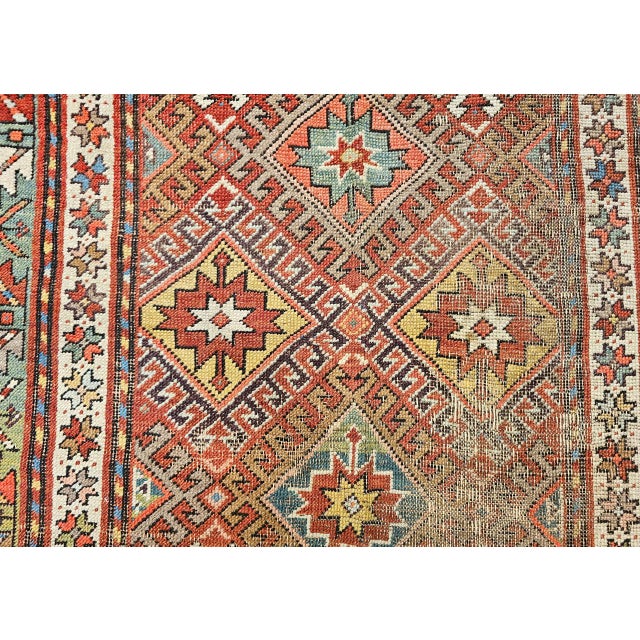 Antique Caucasian Kazak Area Rug, Handwoven Allover Design, Red & Green, 5' x 8' For Sale - Image 15 of 18