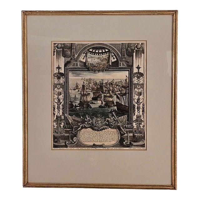 Hand-Colored Engraving, Siege of Gaeta, Germany Circa 1720 For Sale