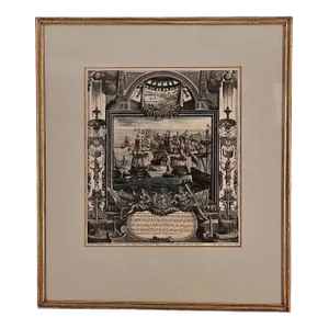 Hand-Colored Engraving, Siege of Gaeta, Germany Circa 1720