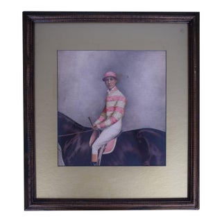 Jockey W/ Pink Stripe Silks Watercolour by Joshua Dighton (British, 1831-1908) For Sale