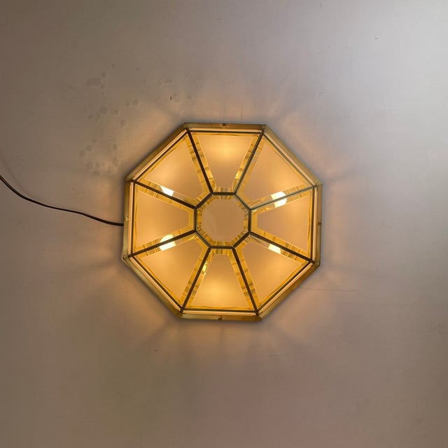 Hollywood Regency Brass Ceiling Lamp from Deknudt, Belgium, 1980s For Sale - Image 15 of 18