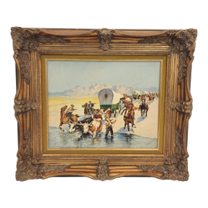 1960s Original Signed Western Painting by Listed Artist Konstantin Kutnetsov