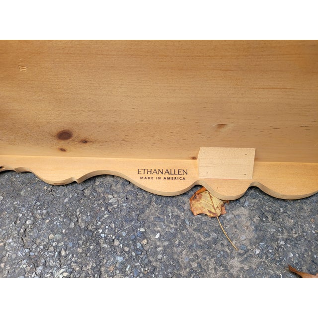 Ethan Allen Country Style Coffee Table With 3 Wicker Baskets For Sale - Image 10 of 11