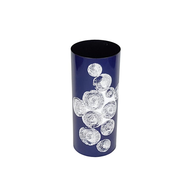 Black Italian Blue, White & Black Enameled Metal Umbrella Stand, 1960s For Sale - Image 8 of 14