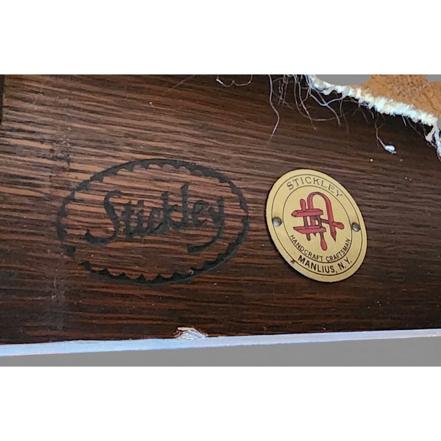 Pair 1990s Stickley Quartered Oak Mission Arts & Crafts Prairie Armchairs For Sale - Image 15 of 18