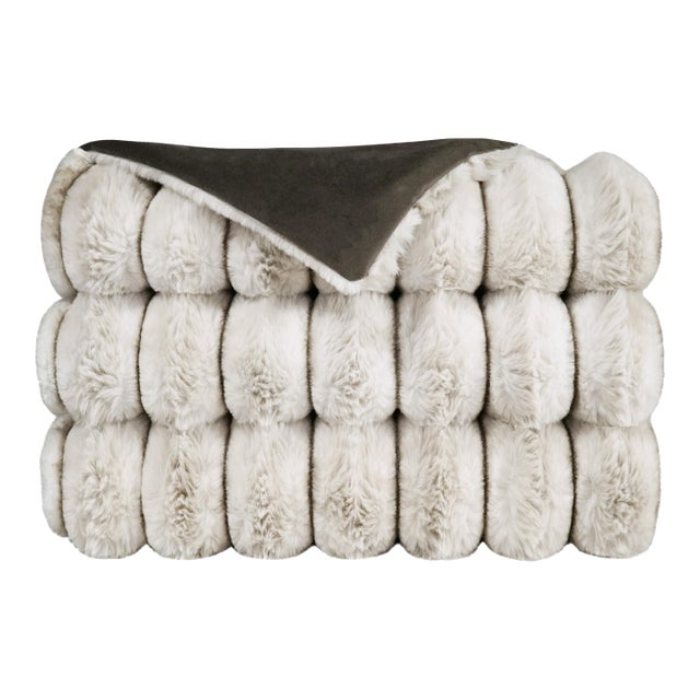 Luxury Fur Throw Blanket in Sand For Sale