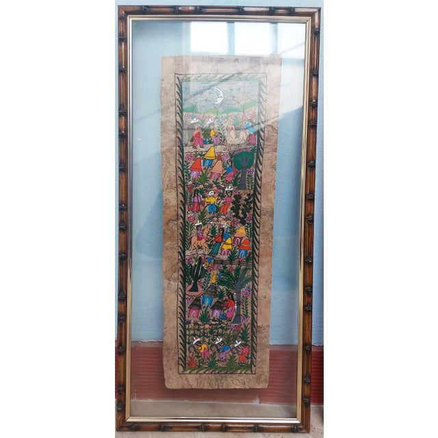 Mid-Century Modern Antique Mexican Paintings on Amate Tree Bark, 1960s For Sale - Image 3 of 11