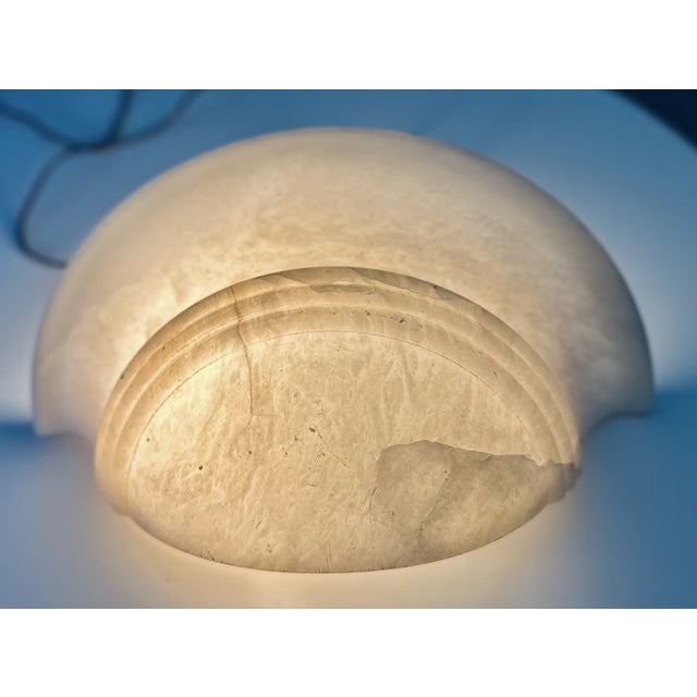 Pair Half Moon Art Deco Style Alabaster Wall Sconces For Sale - Image 10 of 17