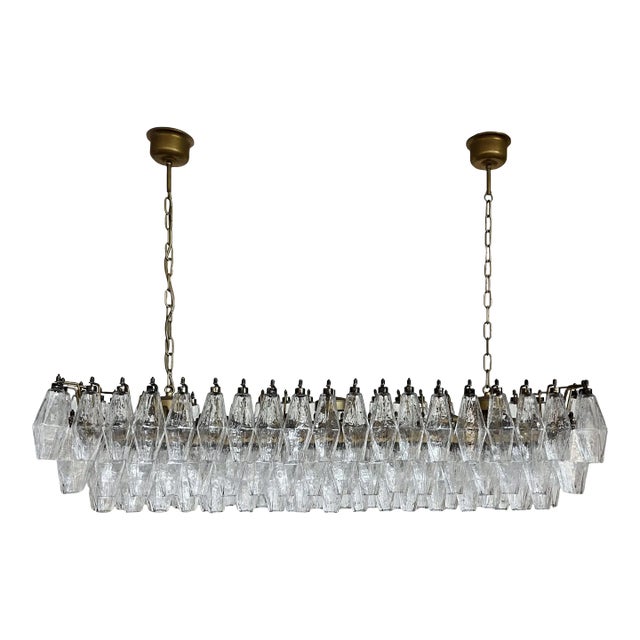 Mid 20th Century Crystal Murano Poliedri 138 Transparent Glasses Chandelier by Carlo Scarpa For Sale