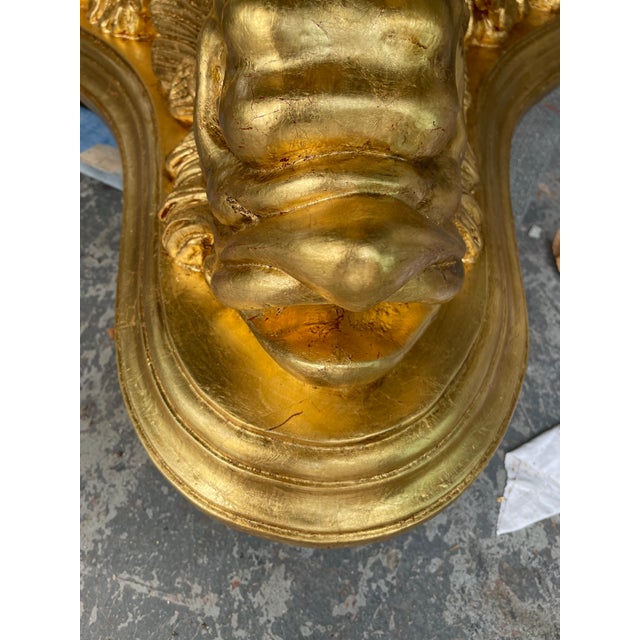 Rare Italian Dolphin Table, Circa 1910–1930, Restored Gold Leaf & Original Green Marble For Sale - Image 9 of 12