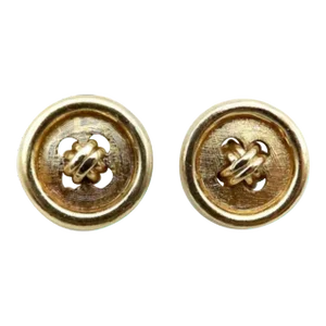 Vintage 14K Gold Button Earrings - 2 Pieces