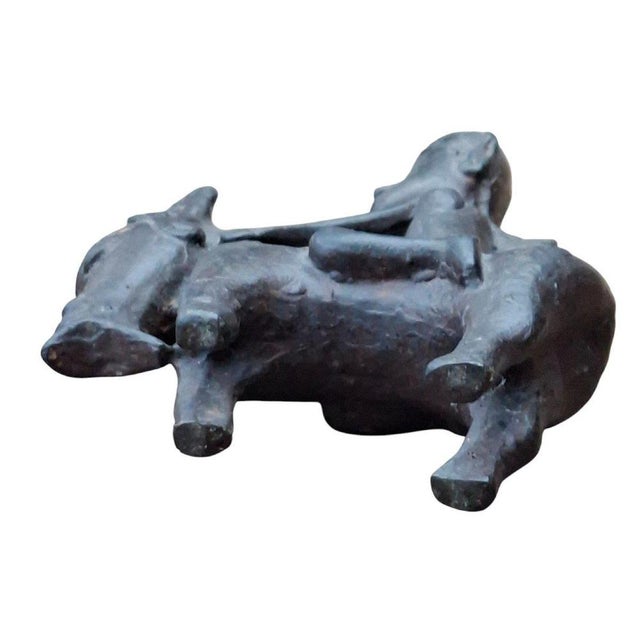 Metal Antique Batak Equestrian Bronze Statuette, 1800s For Sale - Image 7 of 9