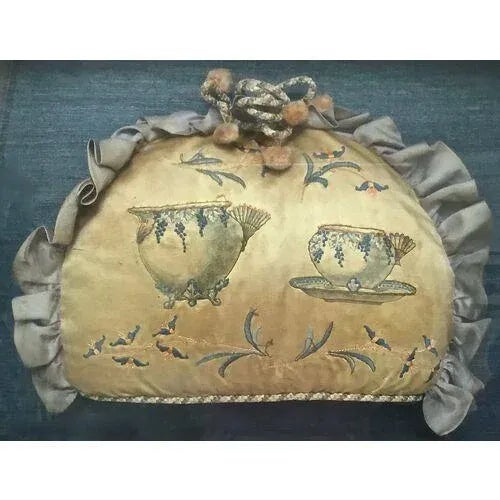 English Antique Framed Silk Tea Cozy For Sale - Image 3 of 6
