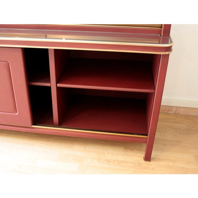 Sideboard in Burgundy Imitation Leather by Umberto Mascagni, 1950s For Sale - Image 16 of 18