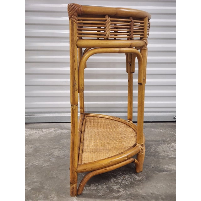 Franco Albini Demi-Lune Franco Albini Style Bamboo & Rattan Console Table For Sale - Image 4 of 12