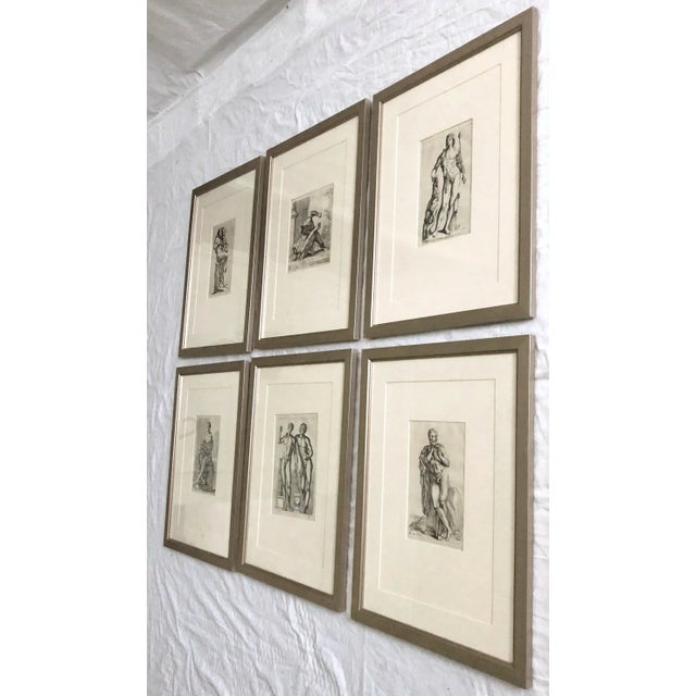 Beige Set of 6 Framed 17th C. Etchings by the French Artist Francois Perrier (1590–1650) For Sale - Image 8 of 9