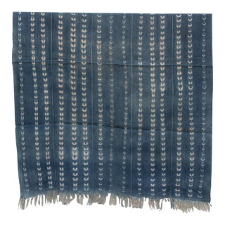 Vintage African Moss "Koupela Cadence" Indigo Throw For Sale