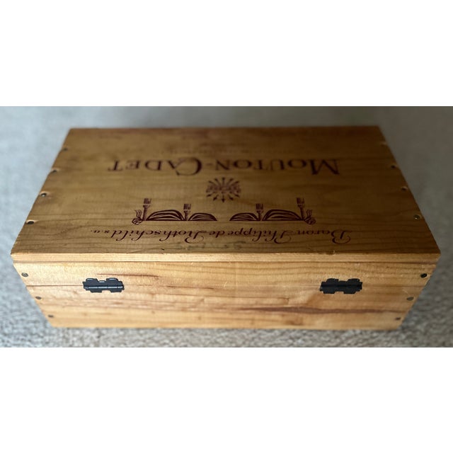 The Rothschild Collection Vintage Rothschild Mouton-Cadet Wood Presentation Box For Sale - Image 4 of 8