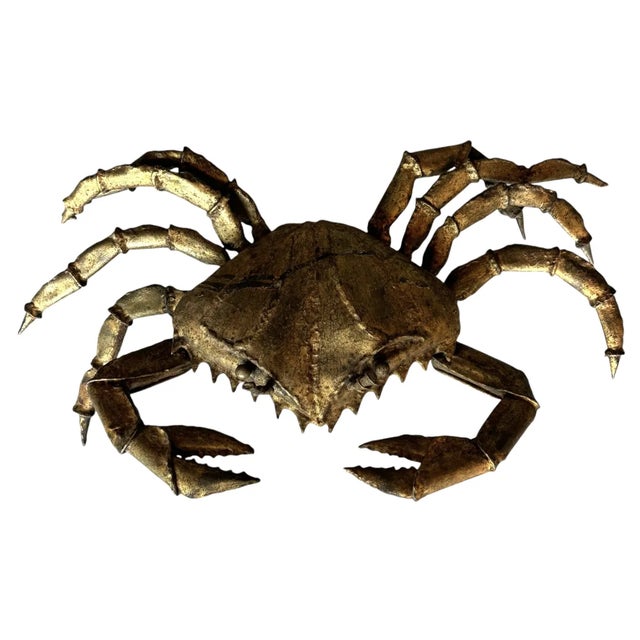 6 1/4"H x 22 1/2"W x 12 1/2"D This striking crab sculpture is attributed to Belgian artist Daniël d'Haeseleer. Crafted...