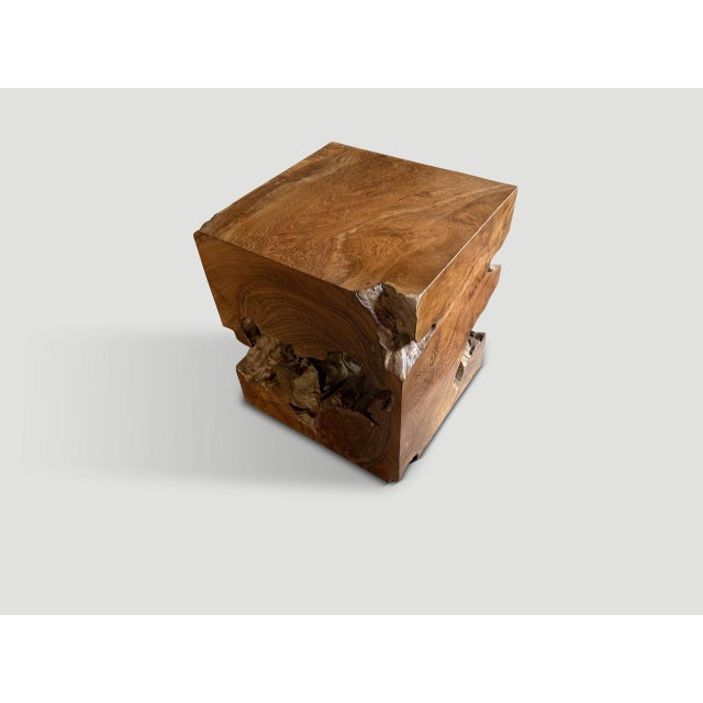 Contemporary Andrianna Shamaris Sculptural Teak Wood Side Table For Sale - Image 3 of 5