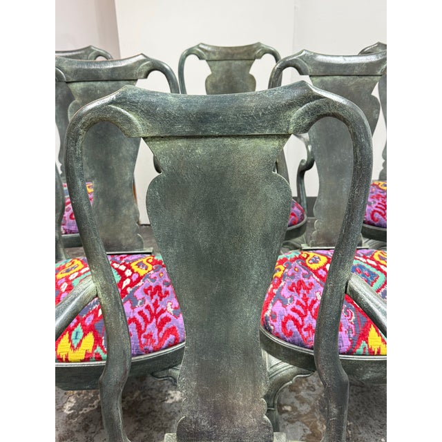 Custom Queen Anne Revival Upholstered Armchairs, Set of Six For Sale In San Francisco - Image 6 of 12
