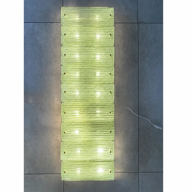 2020s Green Italian Luxury Brass Wall Sconce in Diamanted Murano Glass and Flush Mount For Sale - Image 5 of 7