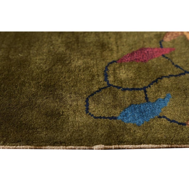 1920s Room Size Wool Green Floral Modern Antique Chinese Art Deco Carpet Rug For Sale - Image 12 of 12