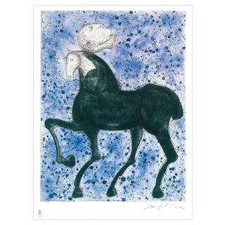 Mimmo Paladino, Horse and Knight, Olympic Games, Original Etching, 2008 For Sale