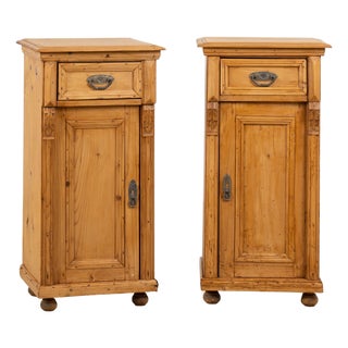 Pair of Late 19th Century Hungarian Pine Tall Nightstands For Sale