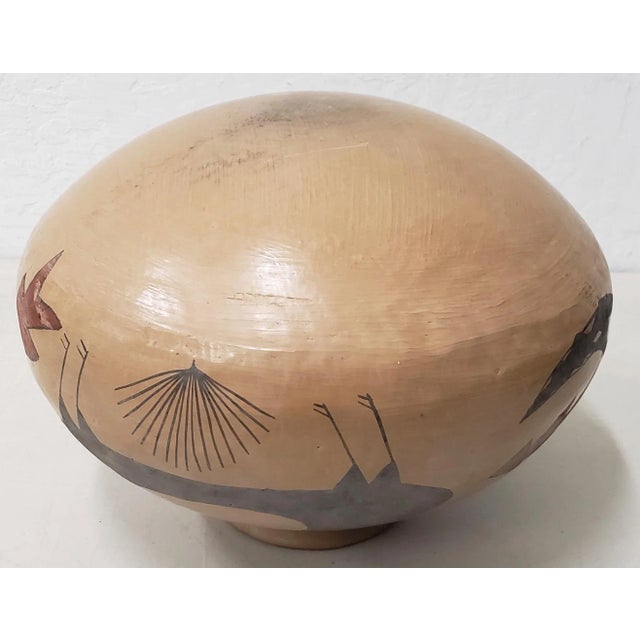 Brick Red Mid 20th Century Primitive Tribal Clay Pottery With Hand Painted Birds, Snakes & Arrows For Sale - Image 8 of 10