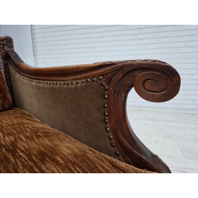 Wood Danish 3-Seater Sofa in Velour and Ash, 1930s For Sale - Image 7 of 18