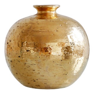 Gold Vase by Aldo Londi for Bitossi, 1970s For Sale