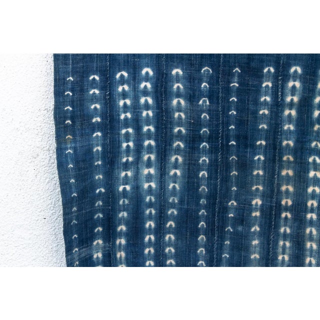 African Vintage African Moss "Saria Plains" Indigo Throw For Sale - Image 3 of 6
