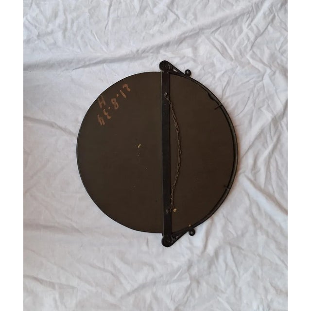 French Art Deco Wall Mirror with Wrought Iron Frame and Polished Mirror, 1934 For Sale - Image 4 of 5