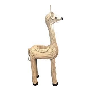 White Wicker Giraffe Planter For Sale