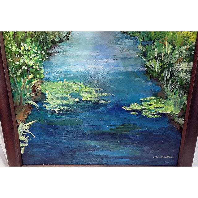Original Canal Painting on Canvas, Florida Artist Dan Bennett For Sale - Image 4 of 6