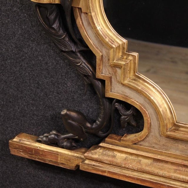 Italian Lacquered and Gilded Mirror, 1880s For Sale - Image 4 of 13