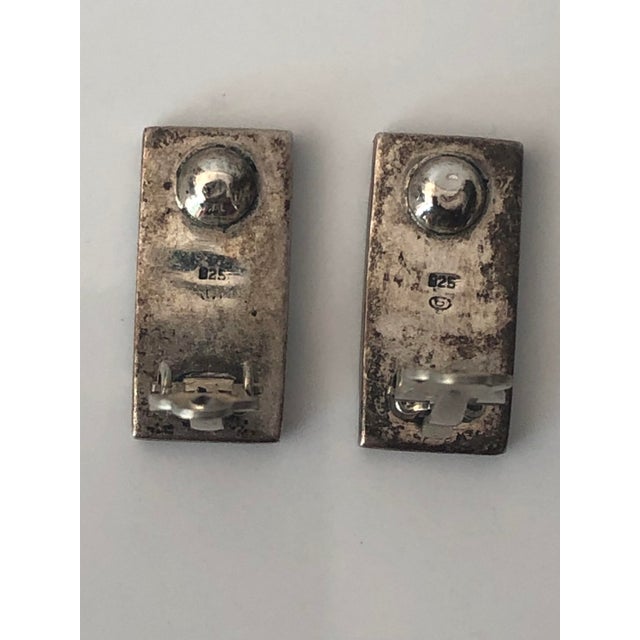 Blue 1950s Native American Abalone Sterling Clip on Earrings, A Pair For Sale - Image 8 of 8