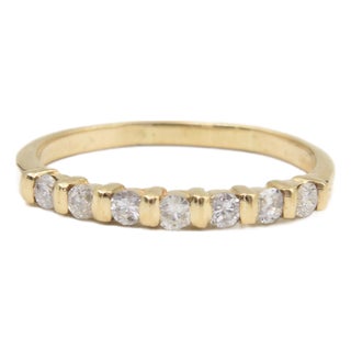 Vintage 14k Yellow Gold Diamond Half-Eternity Band – Size 8.5 For Sale