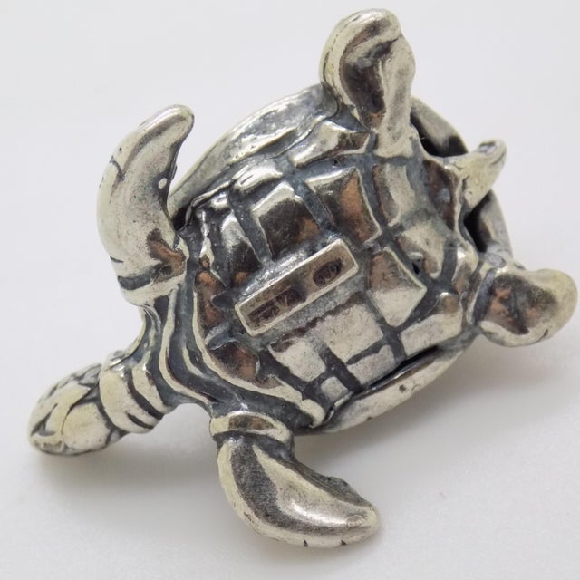 Metal Vintage Italian Genuine Silver 800 Sea Turtle Dollhouse Miniature by Arezzo Tuscany Silversmiths, 1980s For Sale - Image 7 of 12