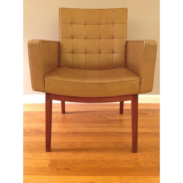 This is a rare Mid-Century Modern armchair designed by Vincent Cafiero for Knoll. It has a wooden frame with original...