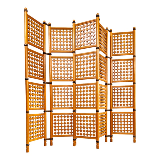 Lotus Square Folding Room Divider in Birch, Singapore, 1970s For Sale